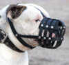 Ventilation leather dog muzzle for American bulldog 