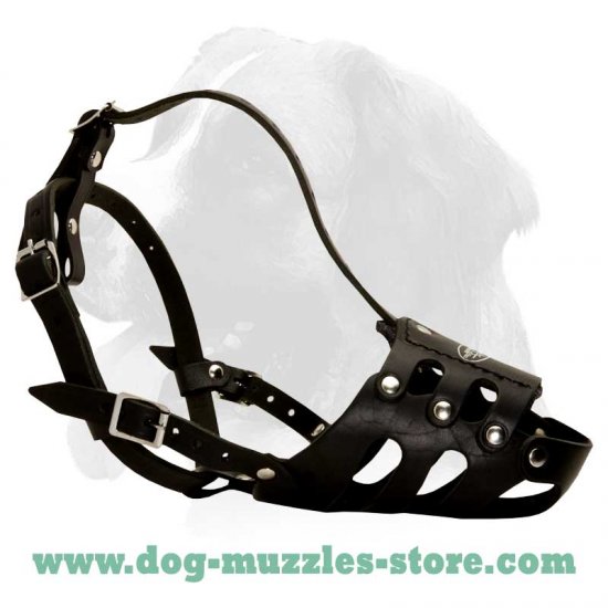 No Bite Muzzle - Fully Adjustable Leather Dog Muzzle