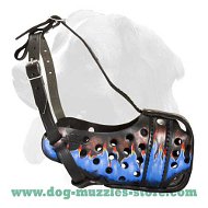Originally designed handpainted leather dog muzzle
