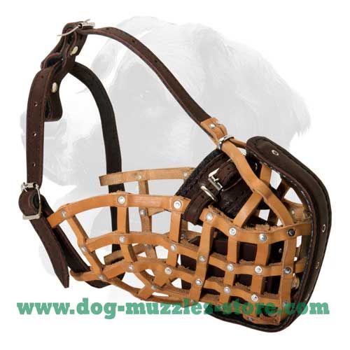 Police style K9 free breathing leather dog muzzle