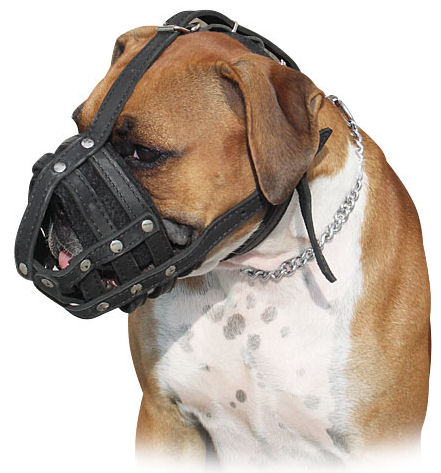 BEST Leather Dog Muzzle for BOXER-LEATHER WIRE MUZZLE