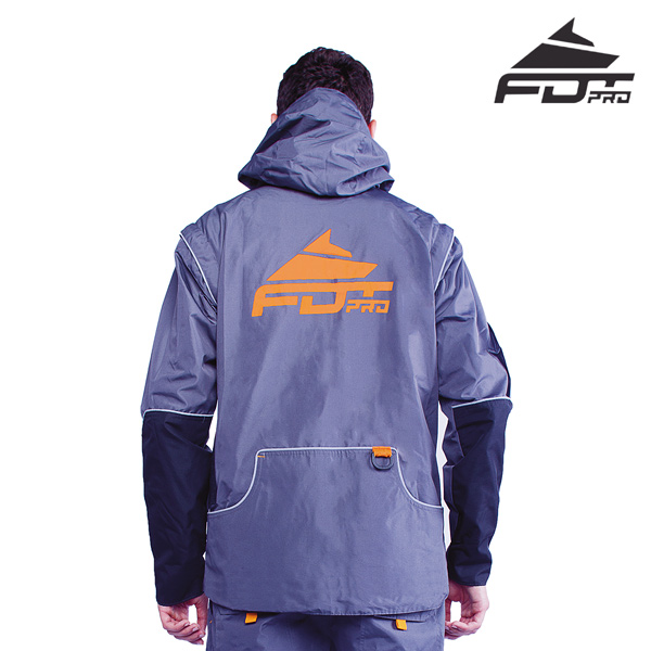 FDT Pro Dog Training Jacket of Grey Color with Strong Side Pockets